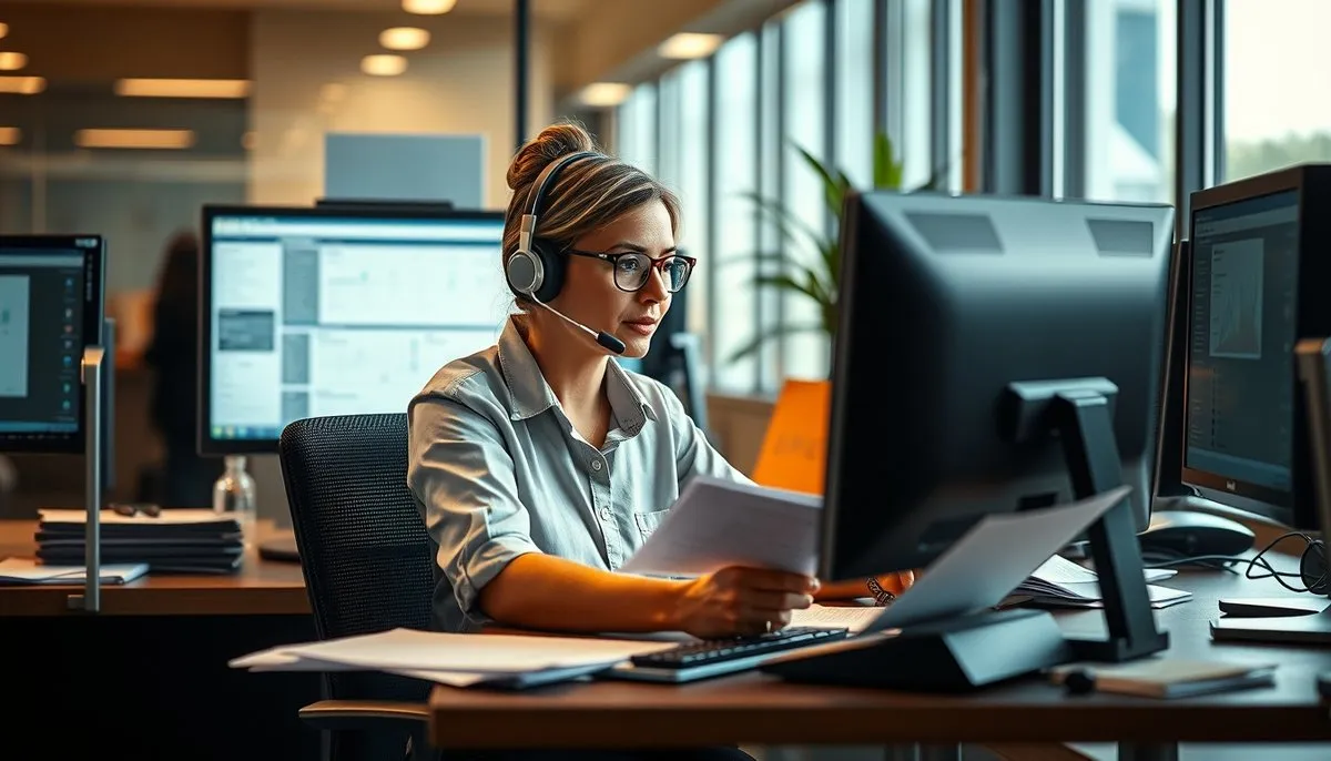 Customer service manager desarrollando estrategias de fidelización con dashboards de clientes y métricas de satisfacción Especialista atención al cliente gestionando estrategias retención en oficina española