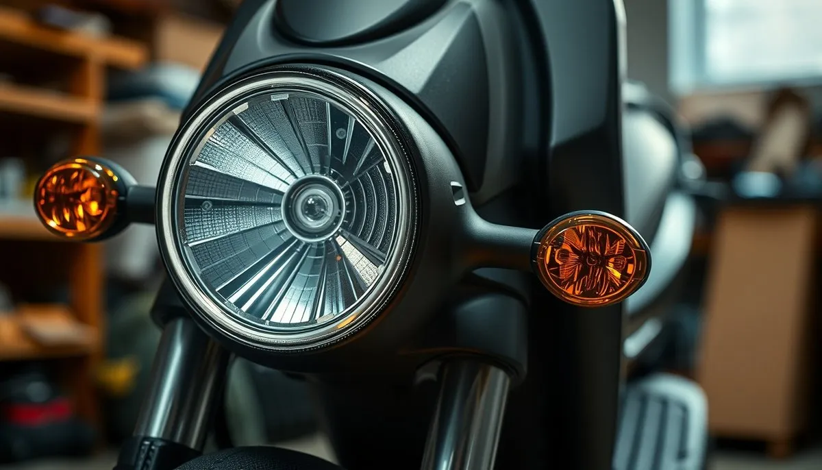 Detalle de componentes técnicos obligatorios en patinetes eléctricos homologados: sistema de frenos, iluminación y elementos de seguridad Componentes de seguridad de patinete homologado: frenos, luces y placa identificativa